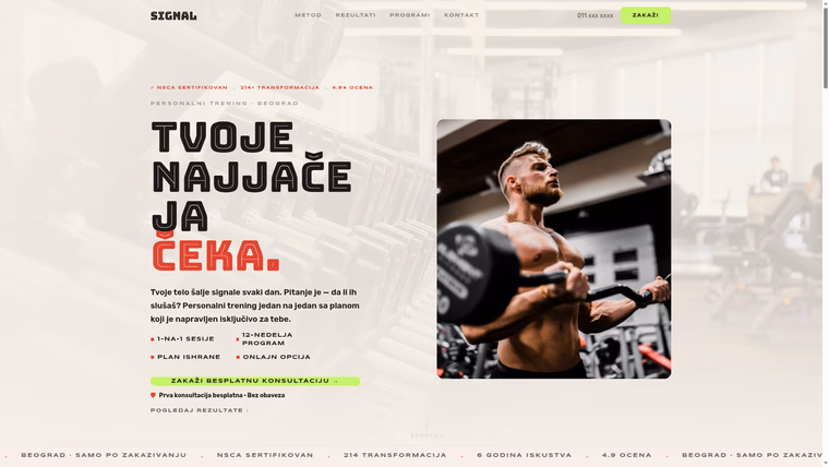 SIGNAL — Personalni Trening — izrada sajta za wellness i fitnes, M·LAB portfolio 2026